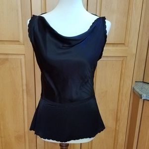 DKNY 100% Silk Blk. Peplum Sleeveless Top Sz 4 6 S